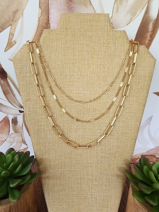Gold 3 Chain Necklace