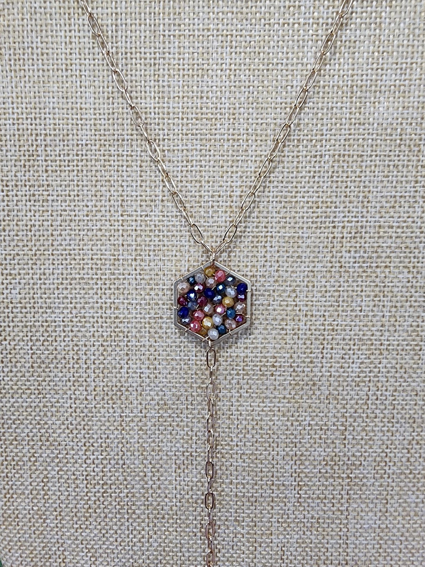 Multi color beaded pendant necklace