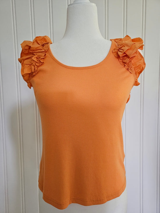 Orange Ruffle Tank