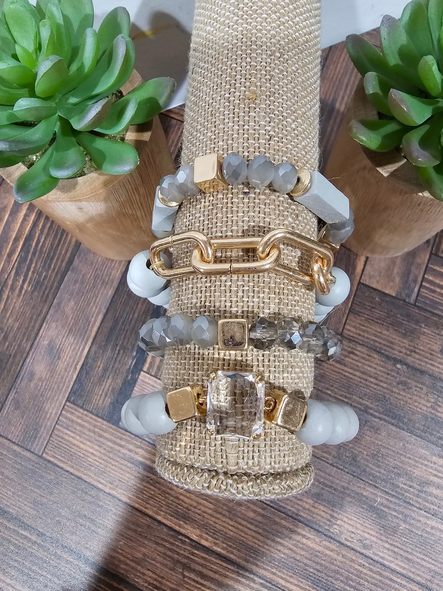 Grey 4 chain bracelet set