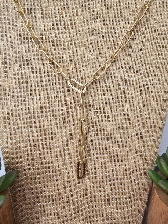 Gold Link Y Necklace