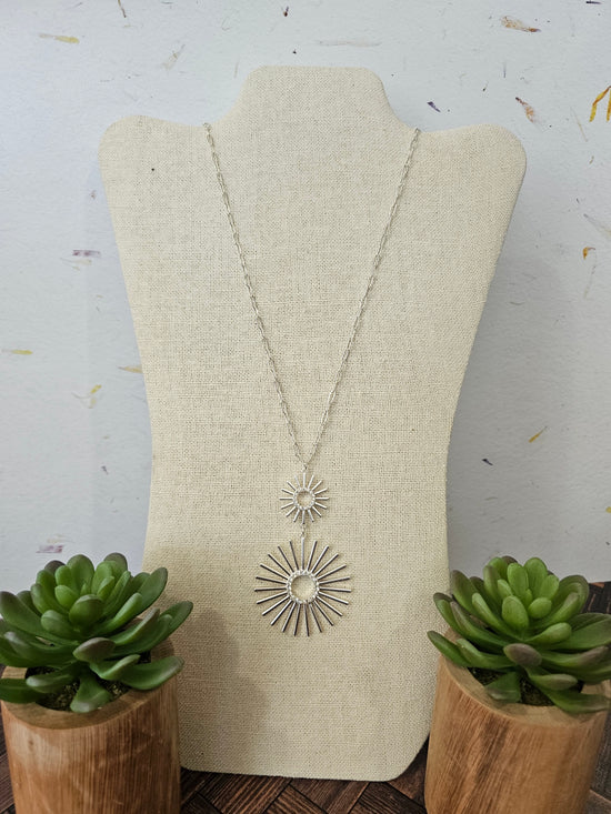 Load image into Gallery viewer, Silver Dual Starburst Necklace
