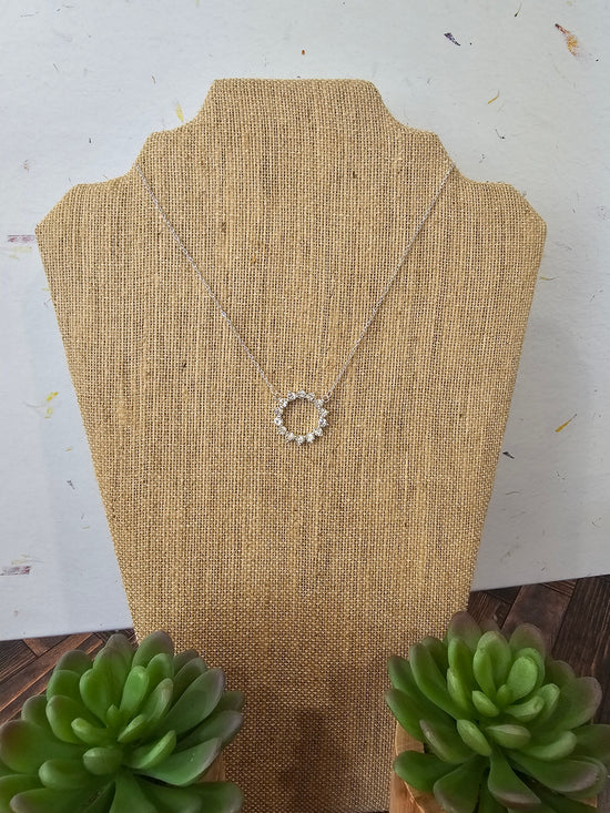 Silver Circle Rhinestone Necklace