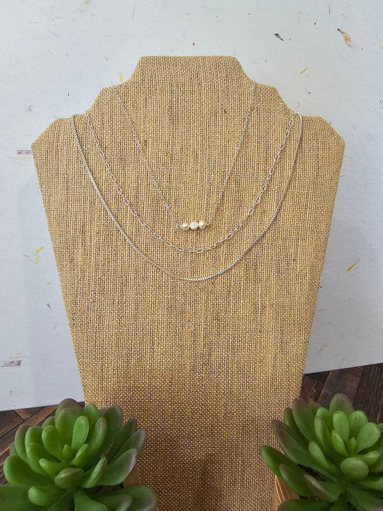 Triple Chain Pearl Necklace