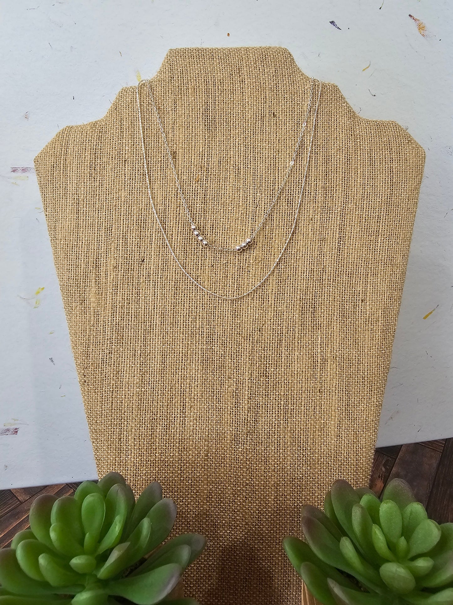 Load image into Gallery viewer, Silver Dainty Necklace w/Beads

