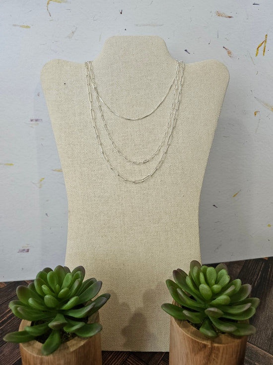 Load image into Gallery viewer, Silver Triple Chain Necklace
