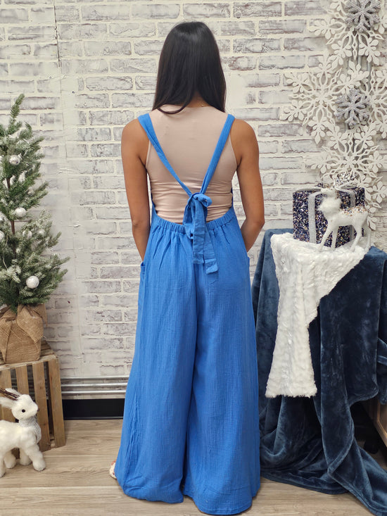 Load image into Gallery viewer, Blue Wide Leg Jumpsuit

