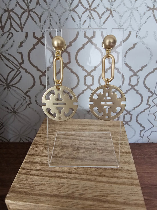 Gold Traveling Pendant Link Drop Earring Jewelry