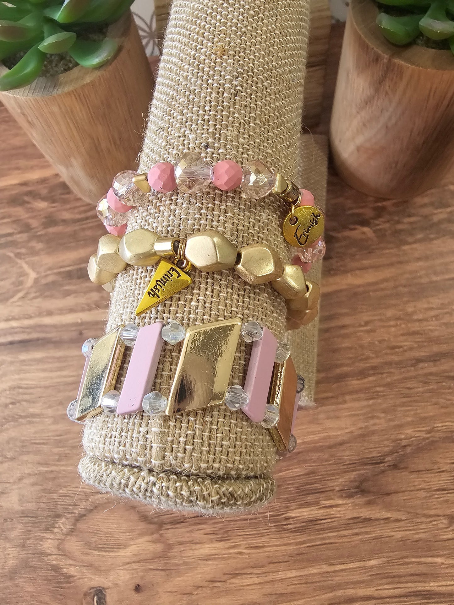 Load image into Gallery viewer, Pink &amp;amp; Gold Bracelet Set

