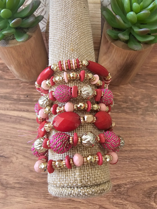 Pink & Red Bracelet set