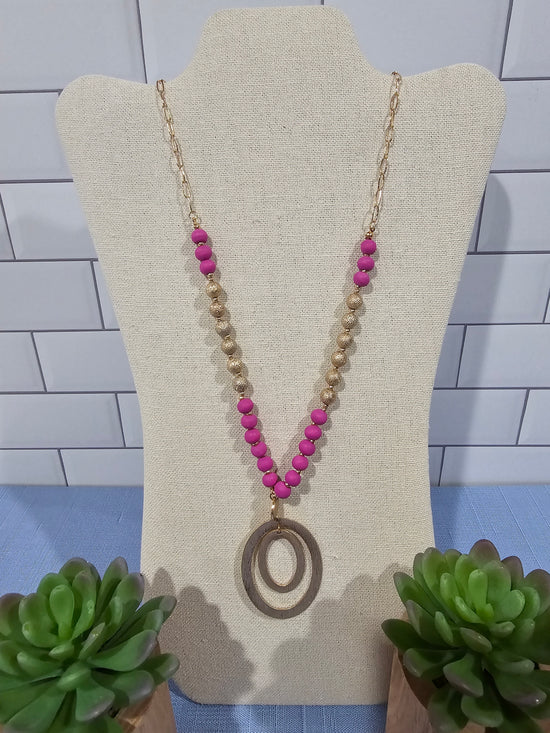 Hot Pink & Gold Necklace