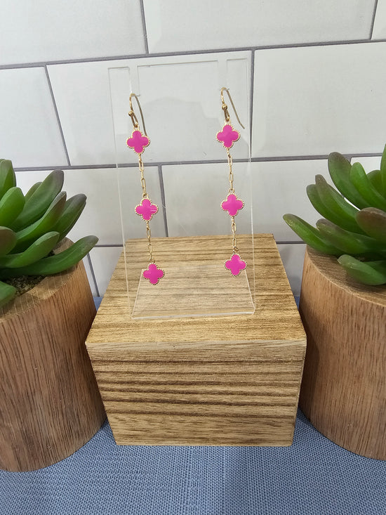 Clover and Gold Chain 2" Drop Earring