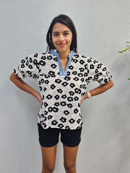 Black & White Floral Top