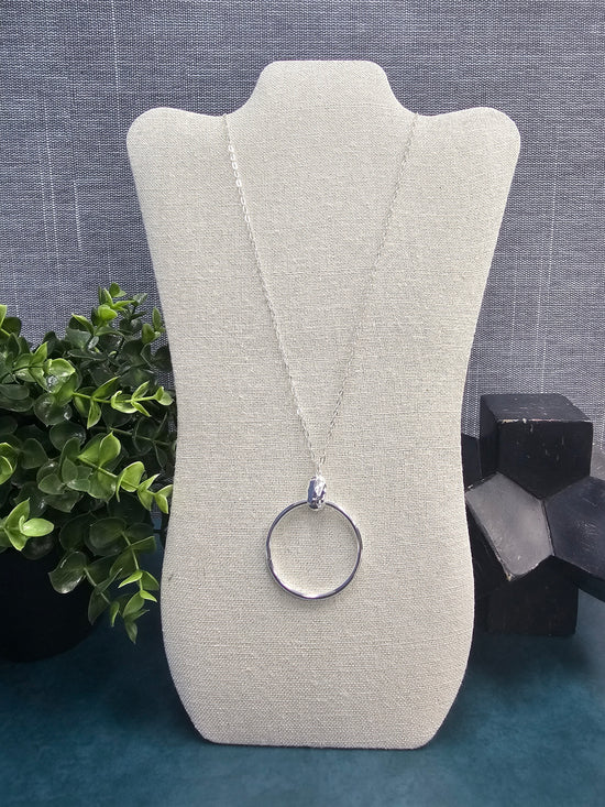 Long Chain Necklace w/Circle Pendant