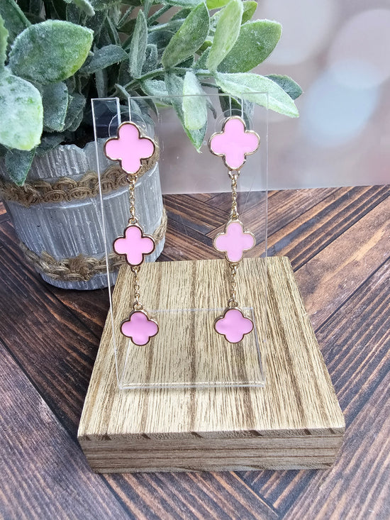 Pink Clover Earrings