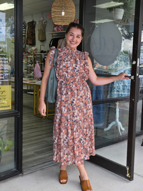 Floral Ruffle Sleeve Dress