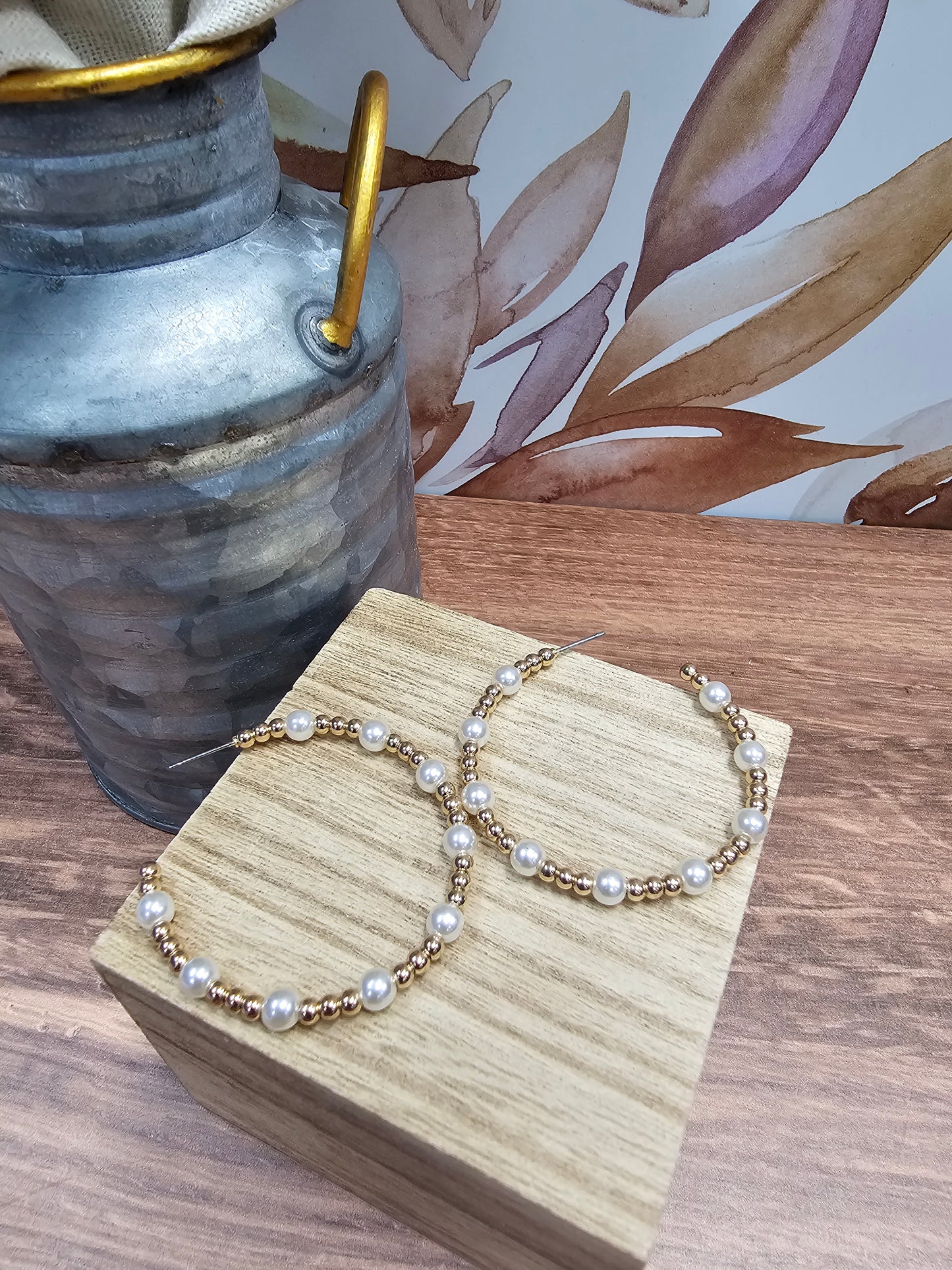 Water Resistant Small Bead & Pearl Hoops