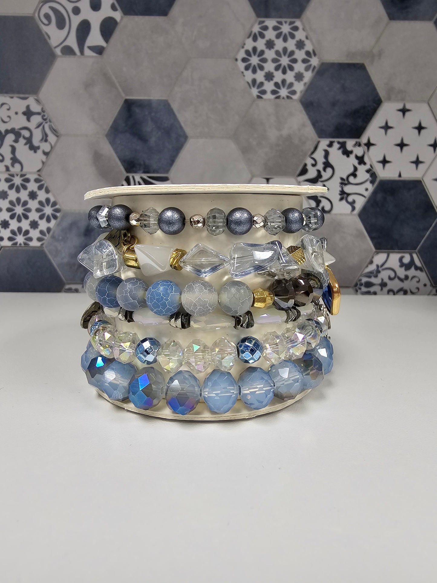 Blue Beaded Bracelet Set