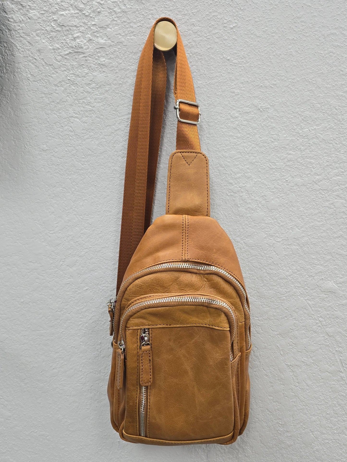 Leather Sling Bag with Adjustable Shoulder Strap Roma Leathers