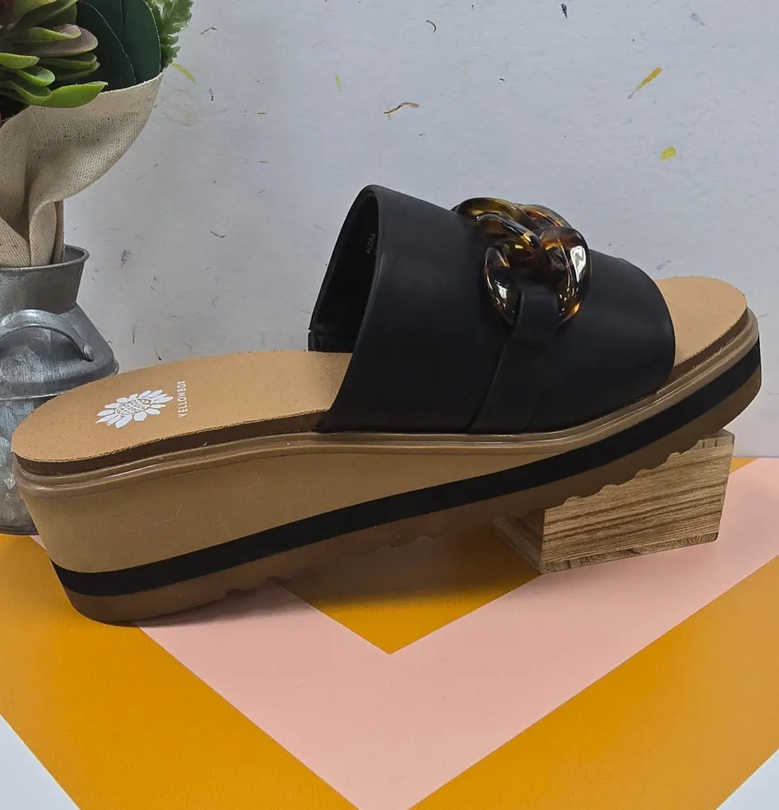 Alora Wedge Slide Yellow Box