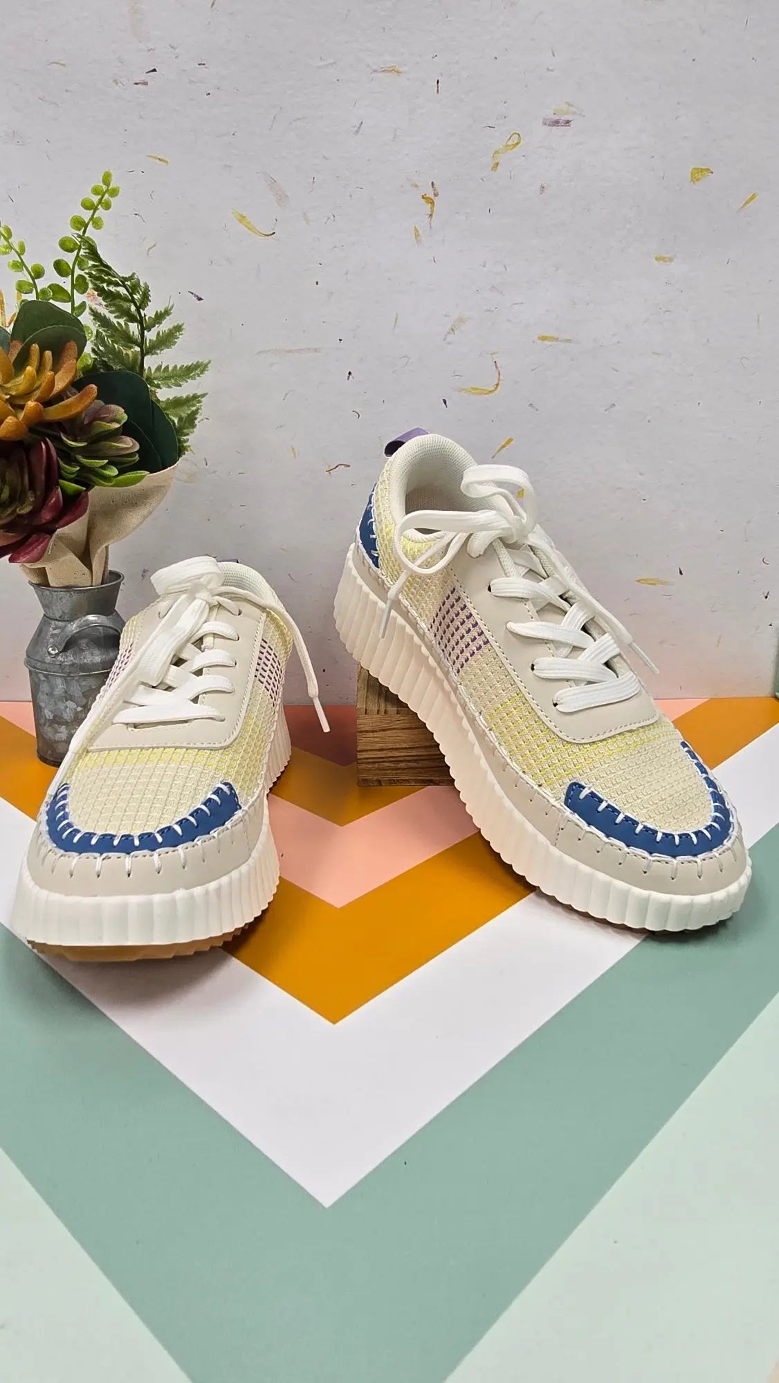 Hartley Platform Sneaker Multi Yellow Box