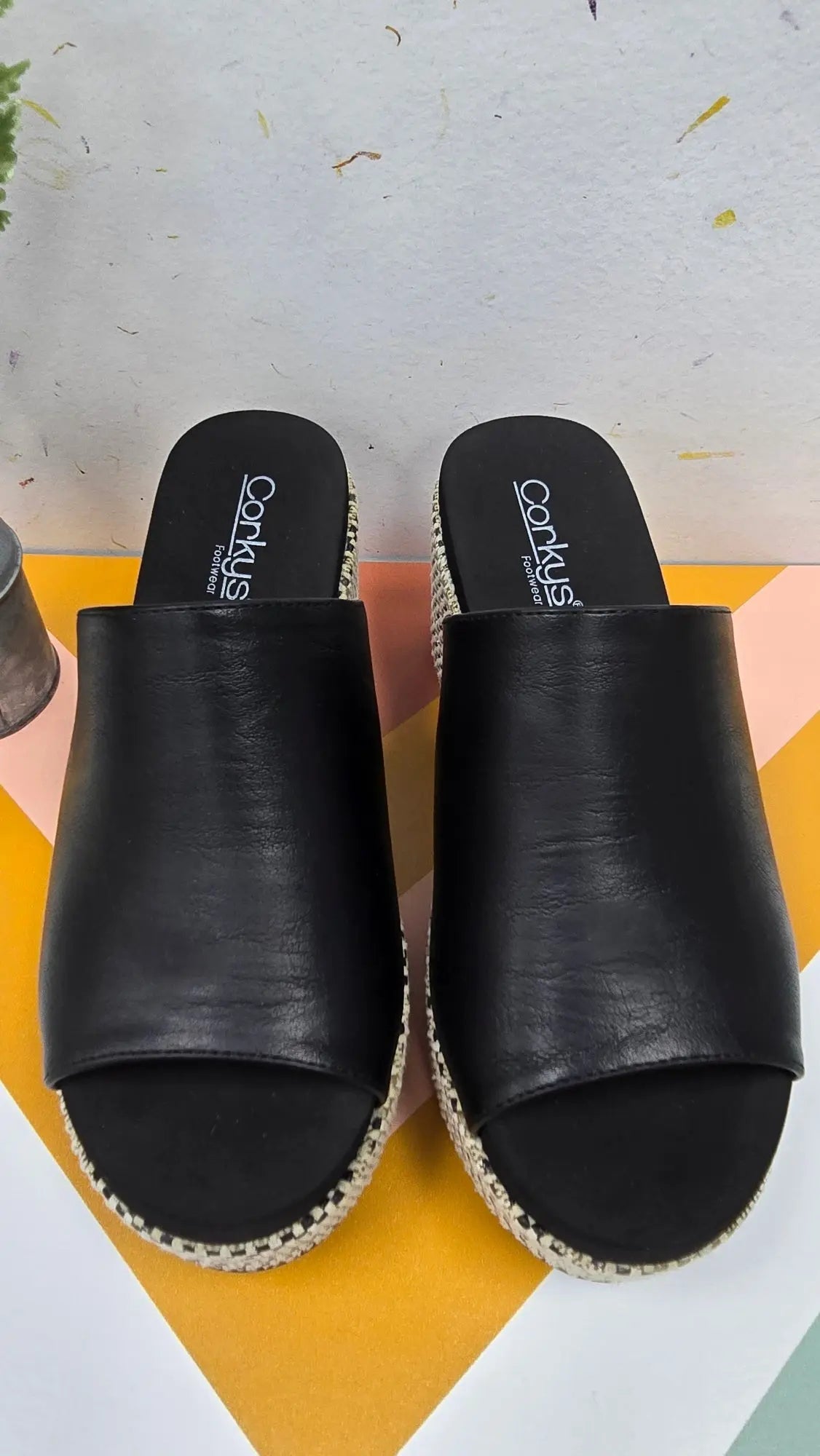 Black Raffia Slides Corky's