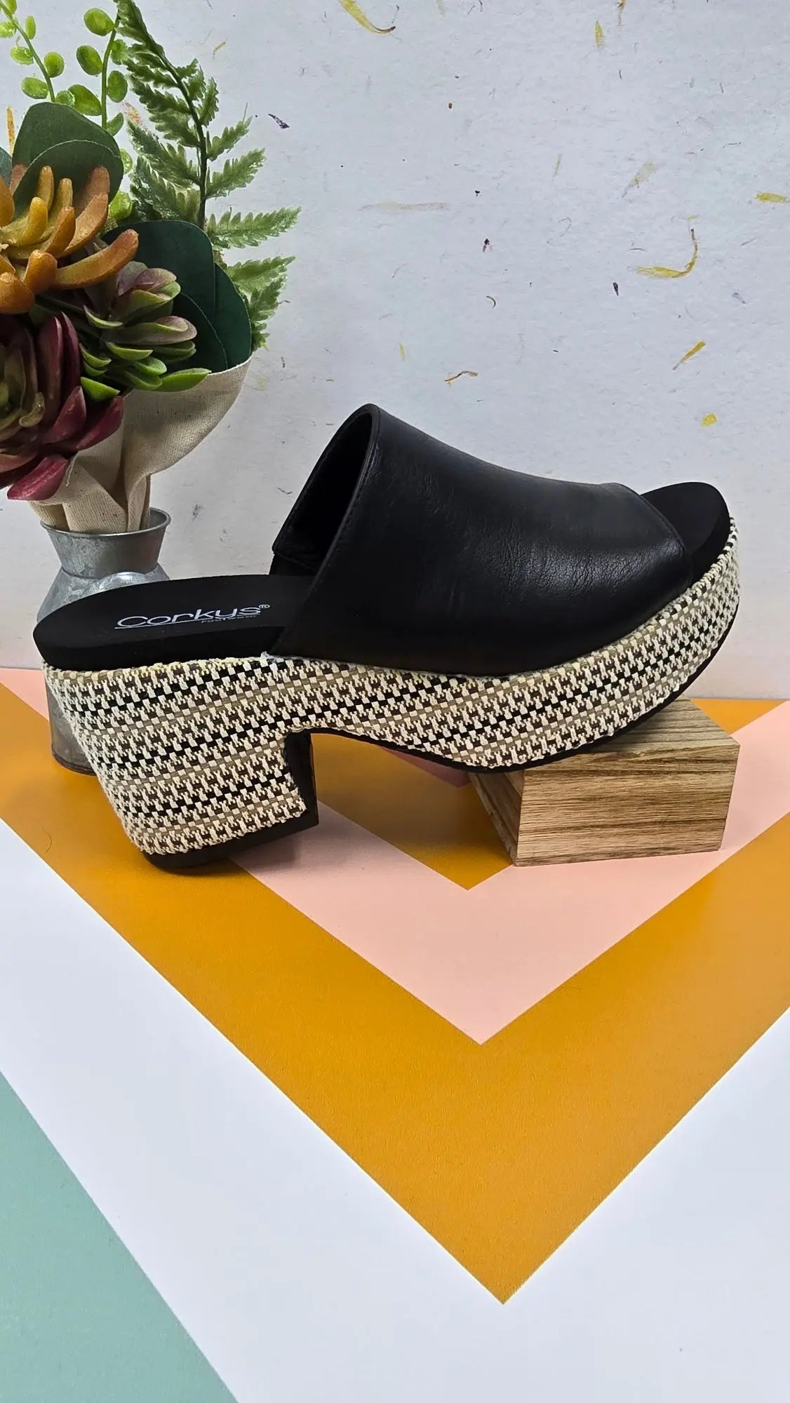 Black Raffia Slides Corky's