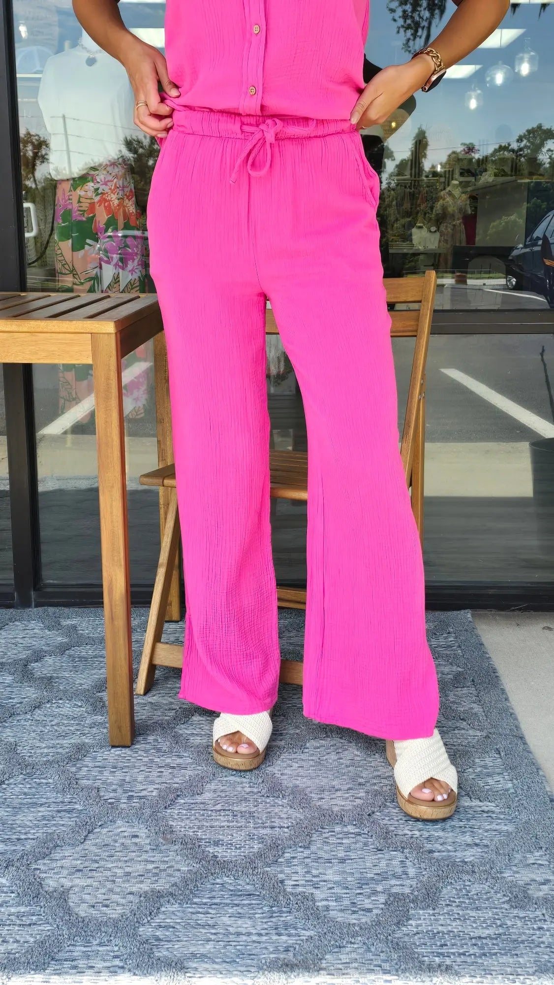 Verna Gauze Pink Pants Thread and Supply