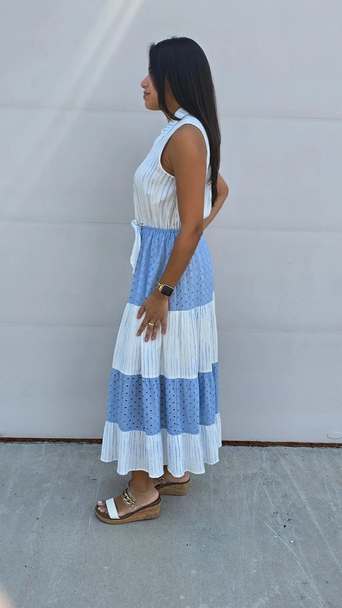 Savannah Tie Front Sleeveless Long Dress Mystree