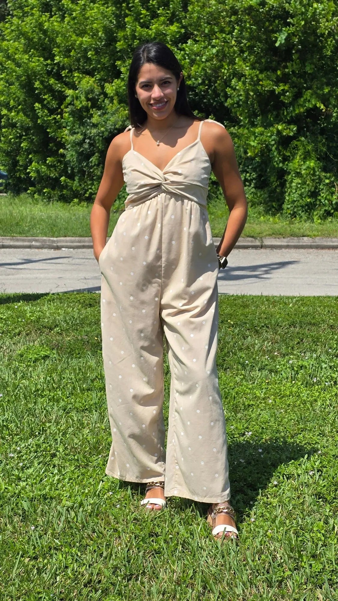 Darcy Dot Jumpsuit with Twist Bust Wishlist