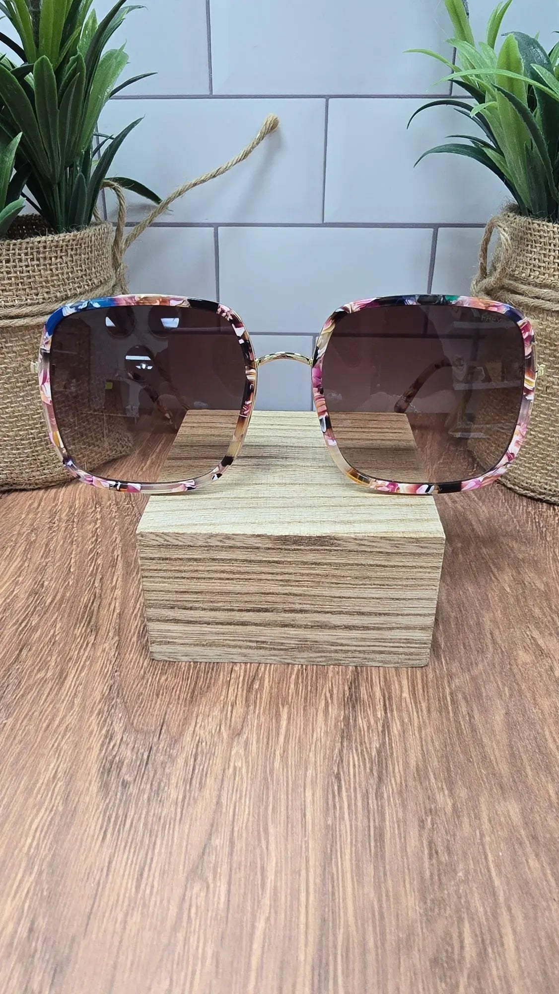 Cosmo Acetate Rose Square Sunglasses Freyrs Eyewear