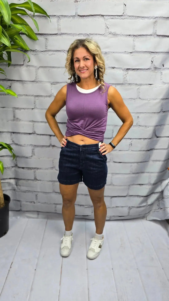 Purple Twist Crop Tank Zenana