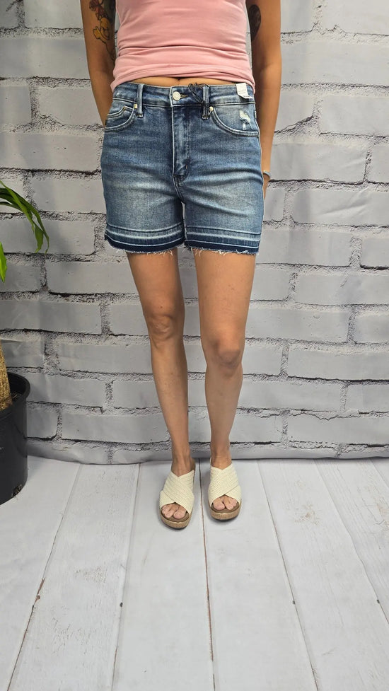 Maisie MR Tummy Control Vintage Wash Release Hem Shorts Judy Blue
