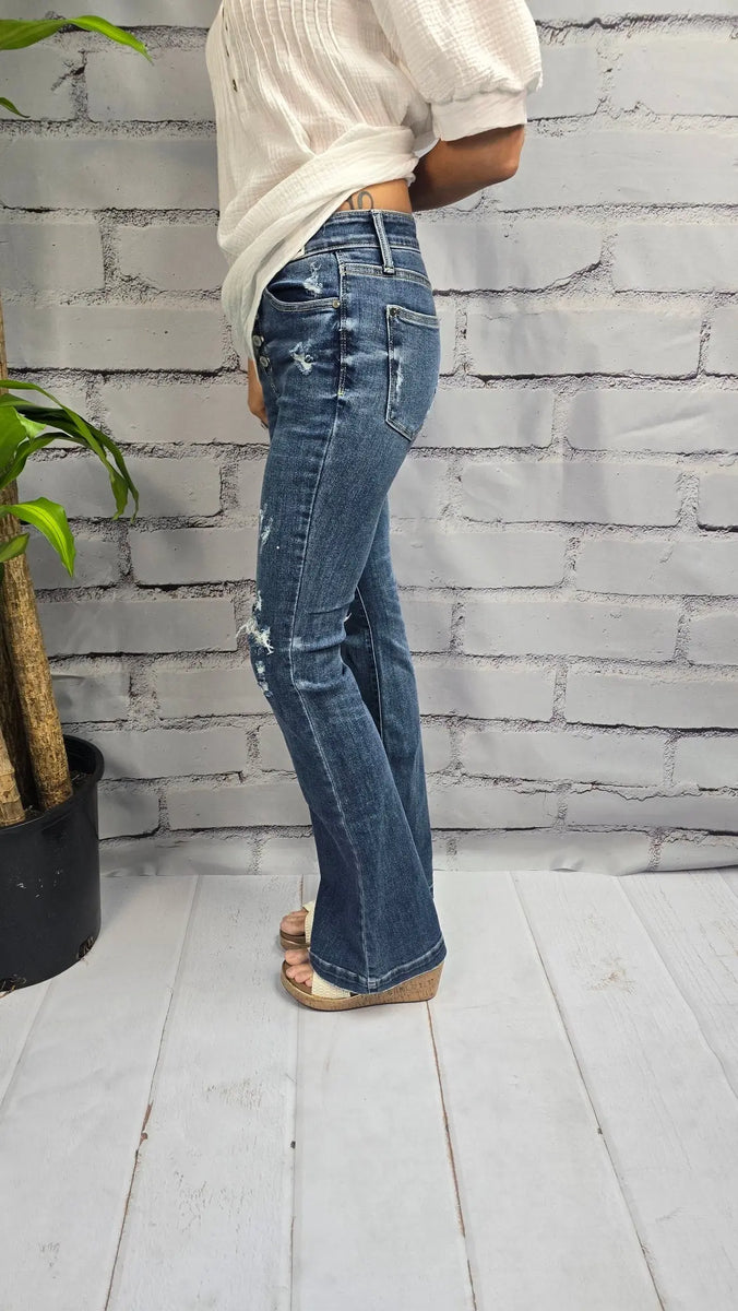 Monroe Destroyed Button Fly Flares – Cruz By Design