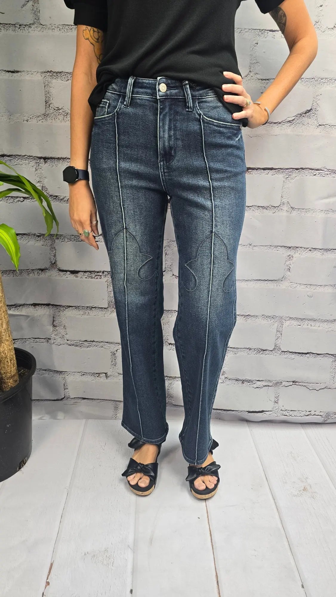 JOLENE HIGH WAIST WESTERN SEAM DETAIL STRAIGHT Judy Blue