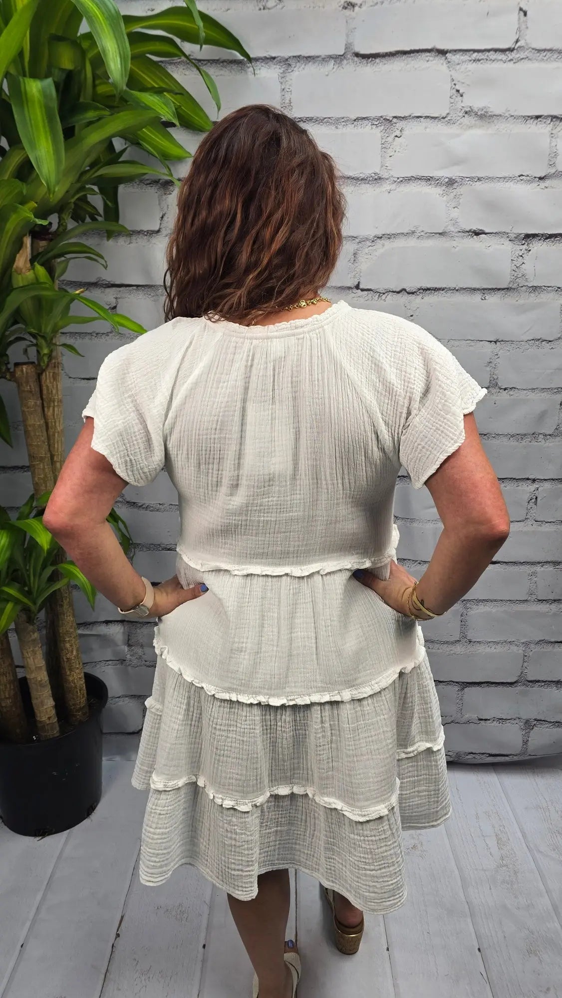 Sandbar White Flare dress with Ruffle Edging beachlunchlouge