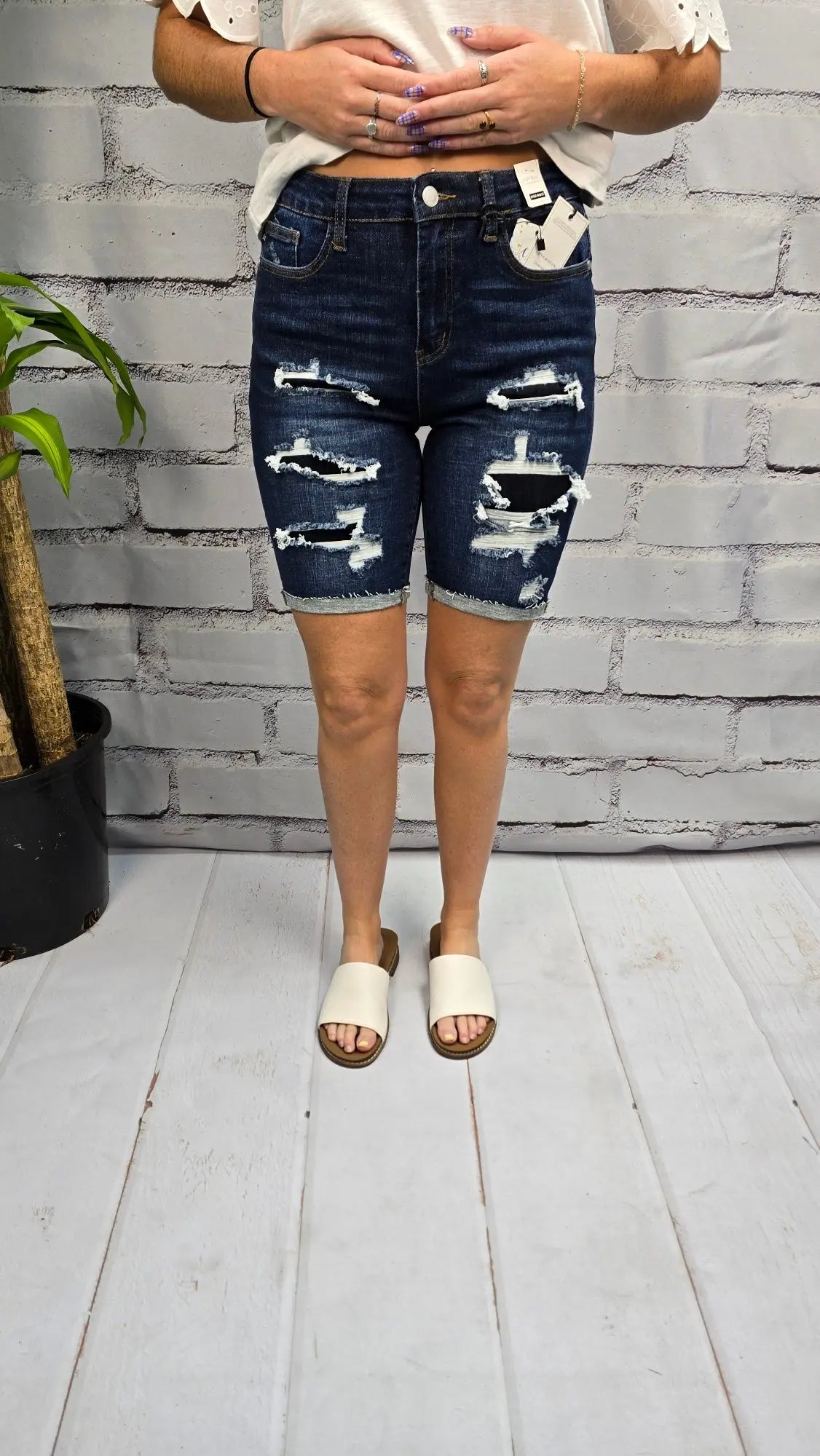 Lennon Hi-Rise Patch Bermuda Shorts Judy Blue