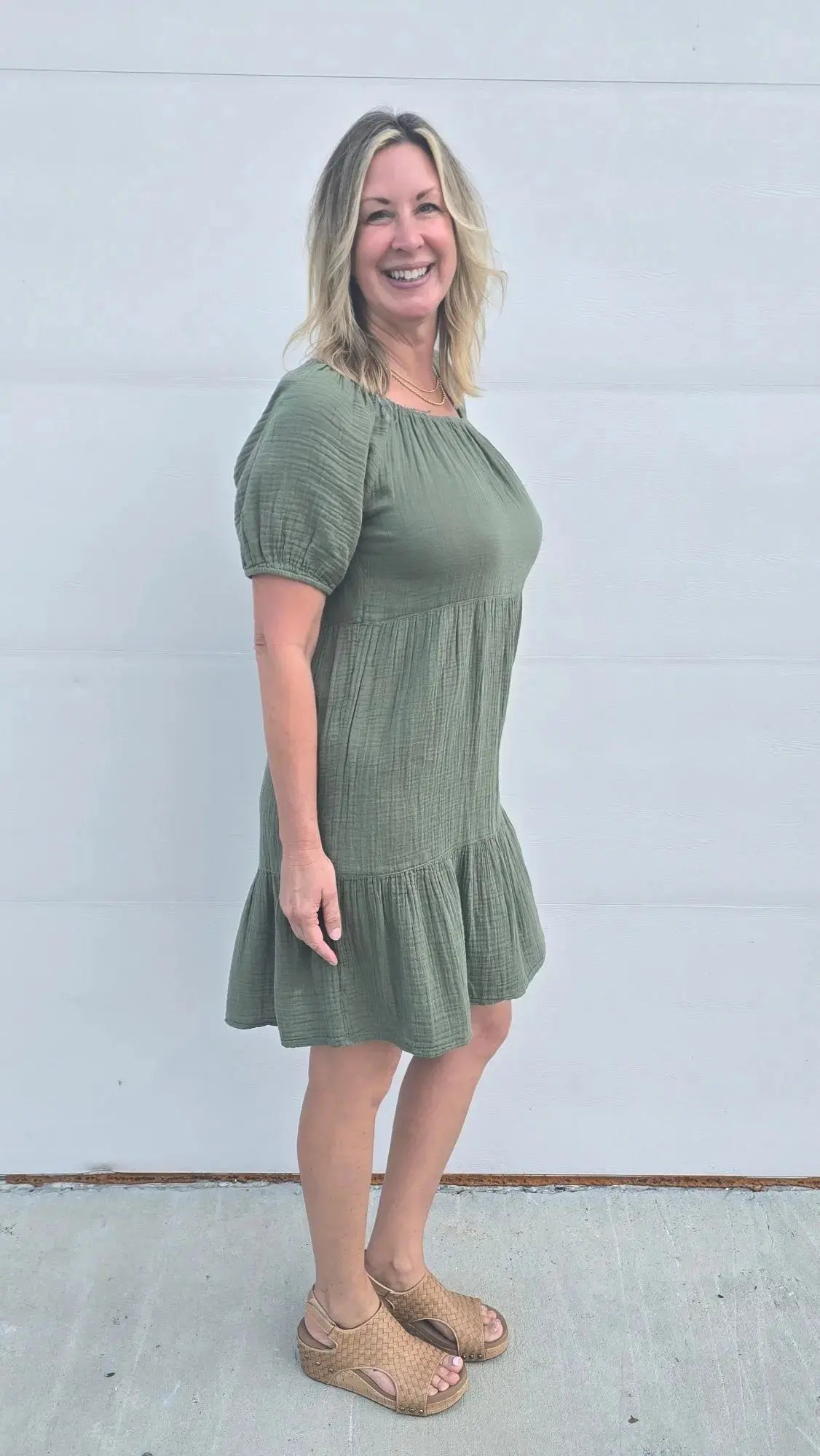Moss Green Gauze Dress beachlunchlouge