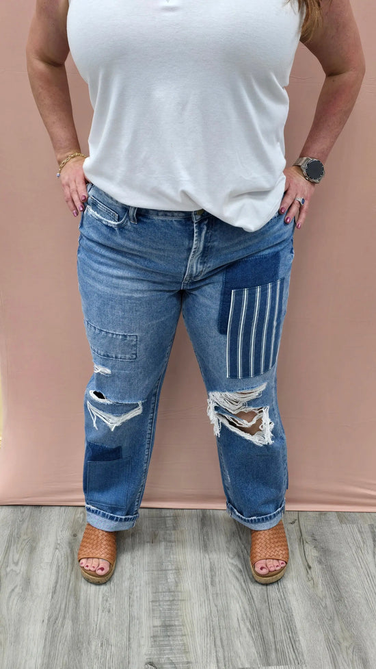 Reagan Patch Boyfriend Crop MIca