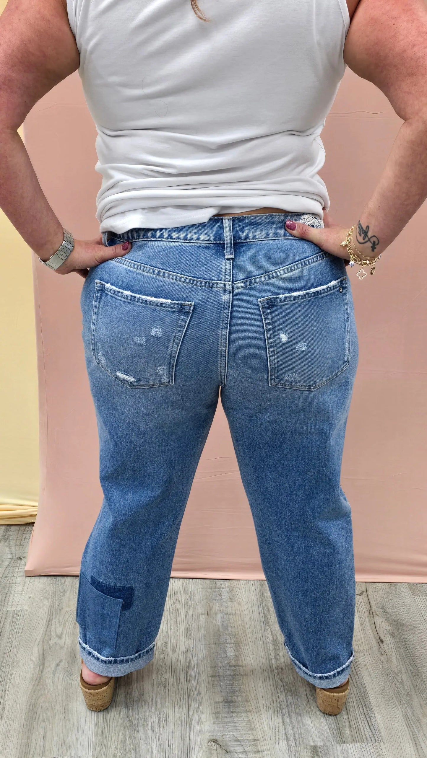 Reagan Patch Boyfriend Crop MIca