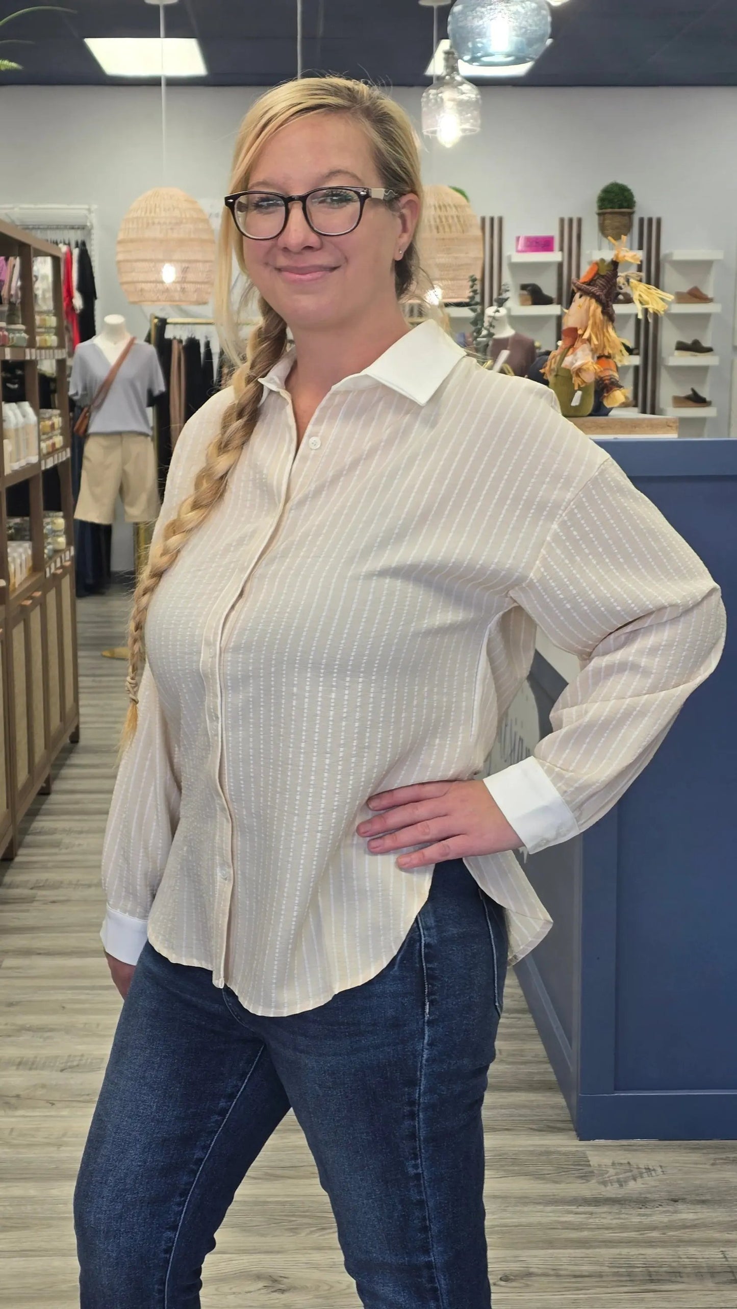 Giselle Stripe Button-Up Allie Rose