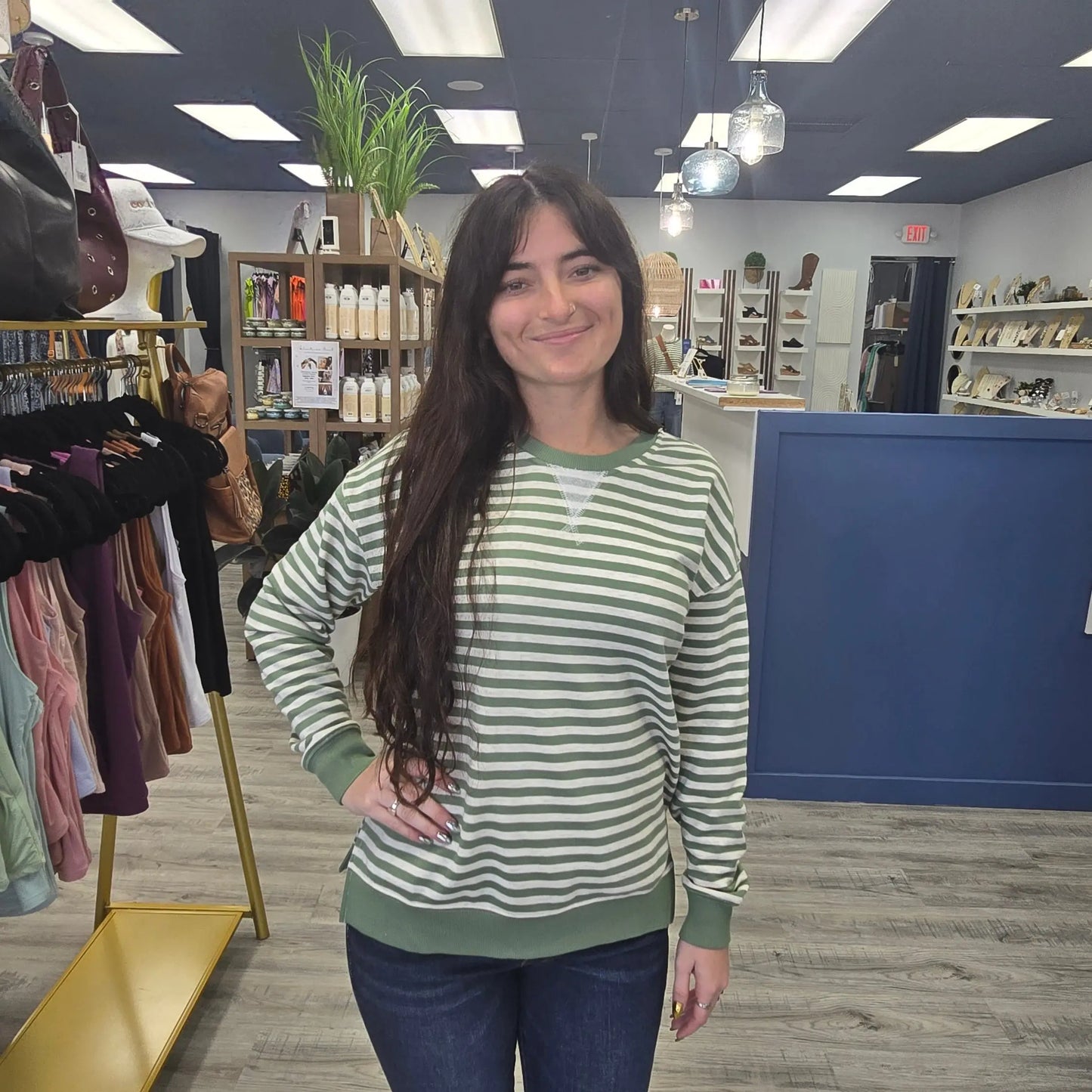 Sage Stripe Pullover Tribal