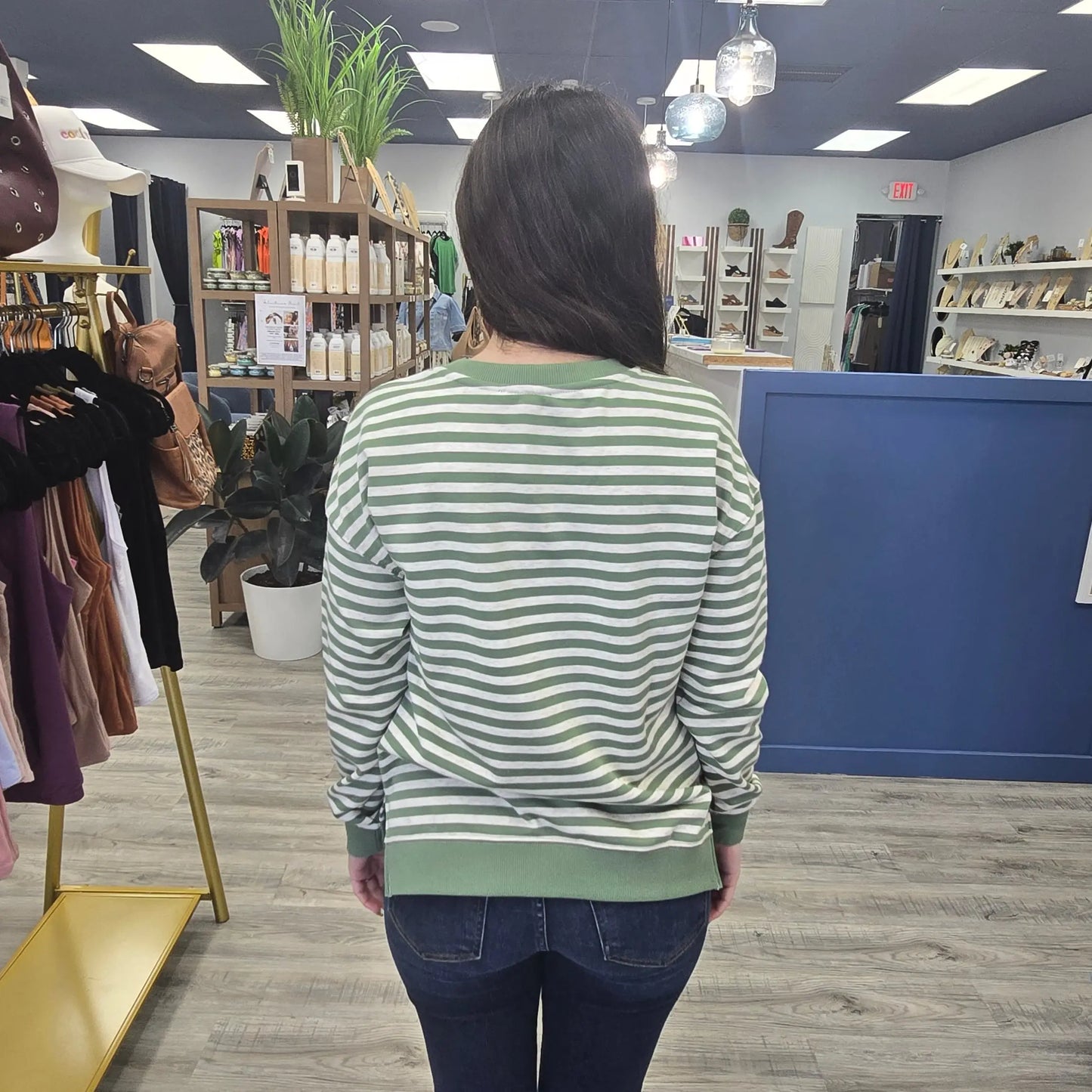 Sage Stripe Pullover Tribal