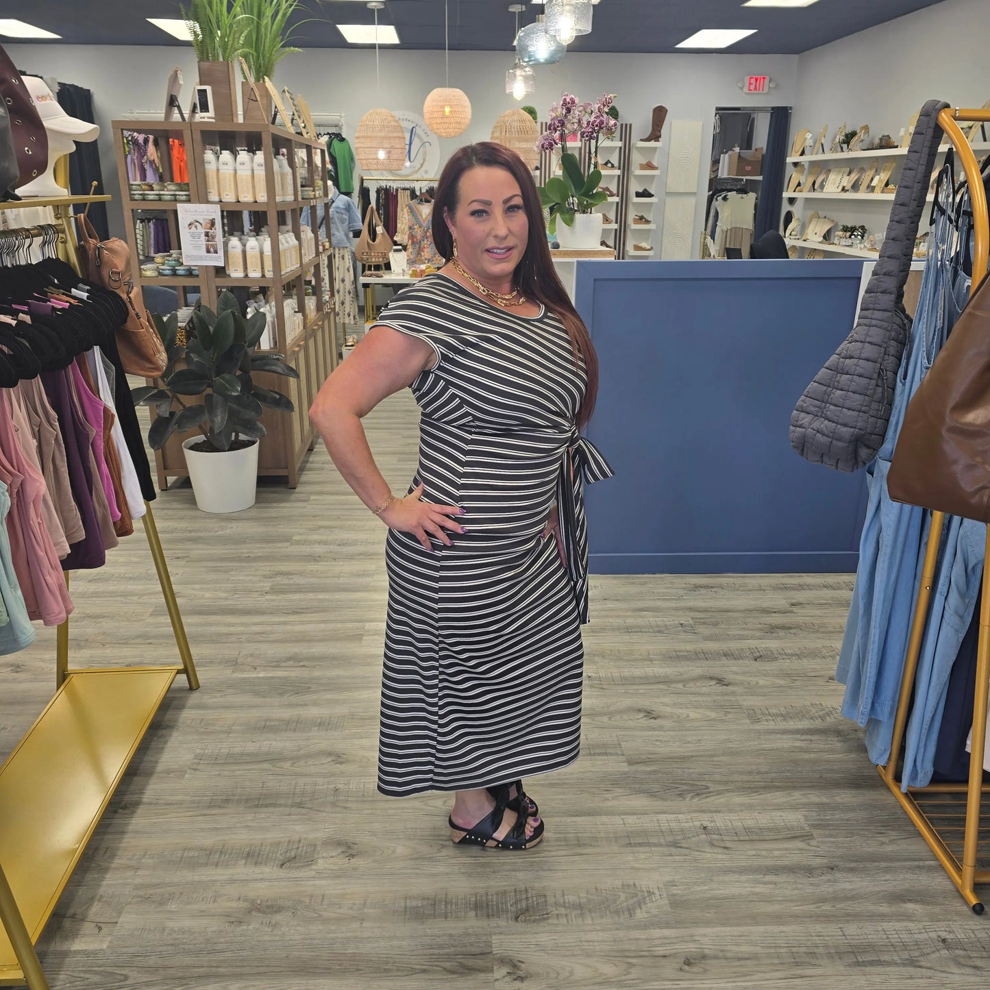 Nadia Striped Maxi Dress Elle Grey