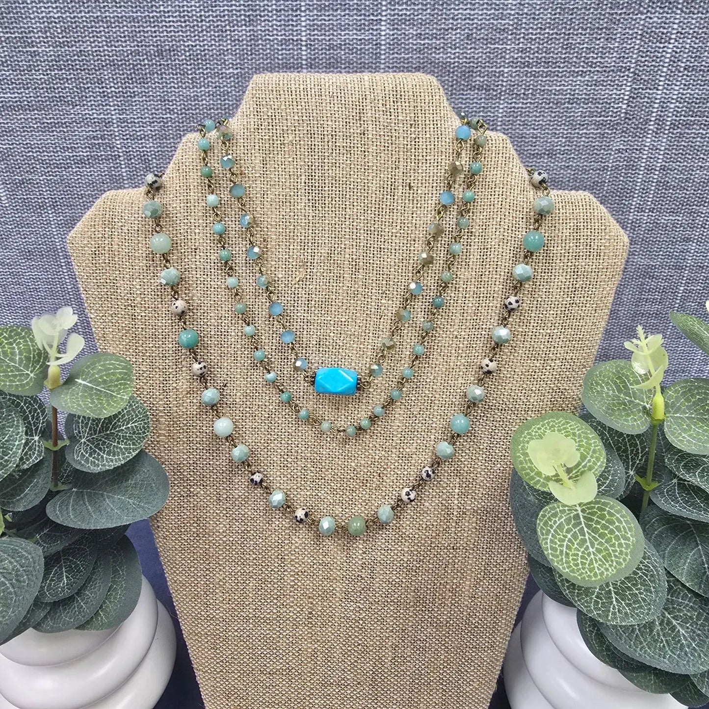 Magnetic Turquoise 3 strand necklace Dlyan T Designs
