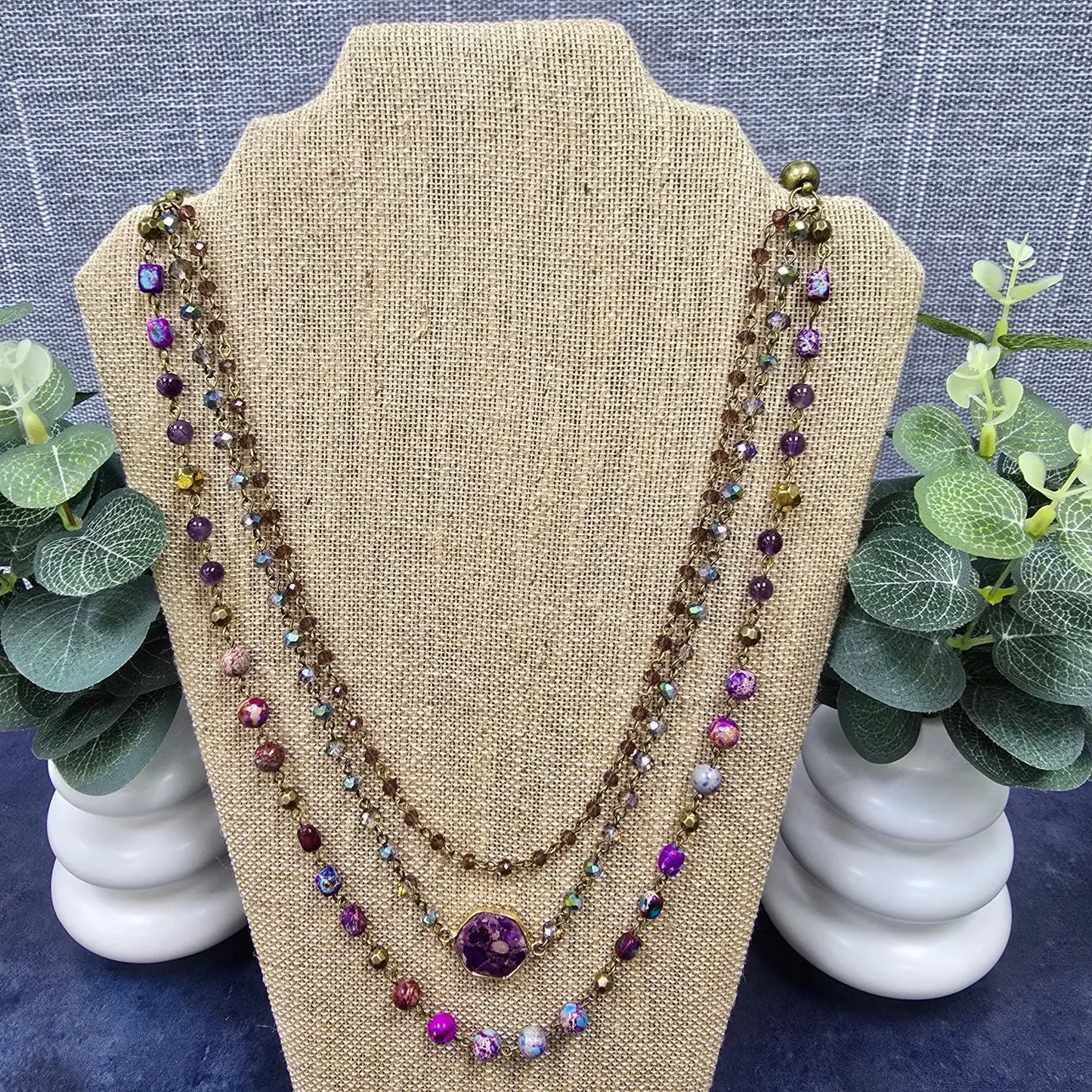 purple beaded magnetic necklace Dlyan T Designs
