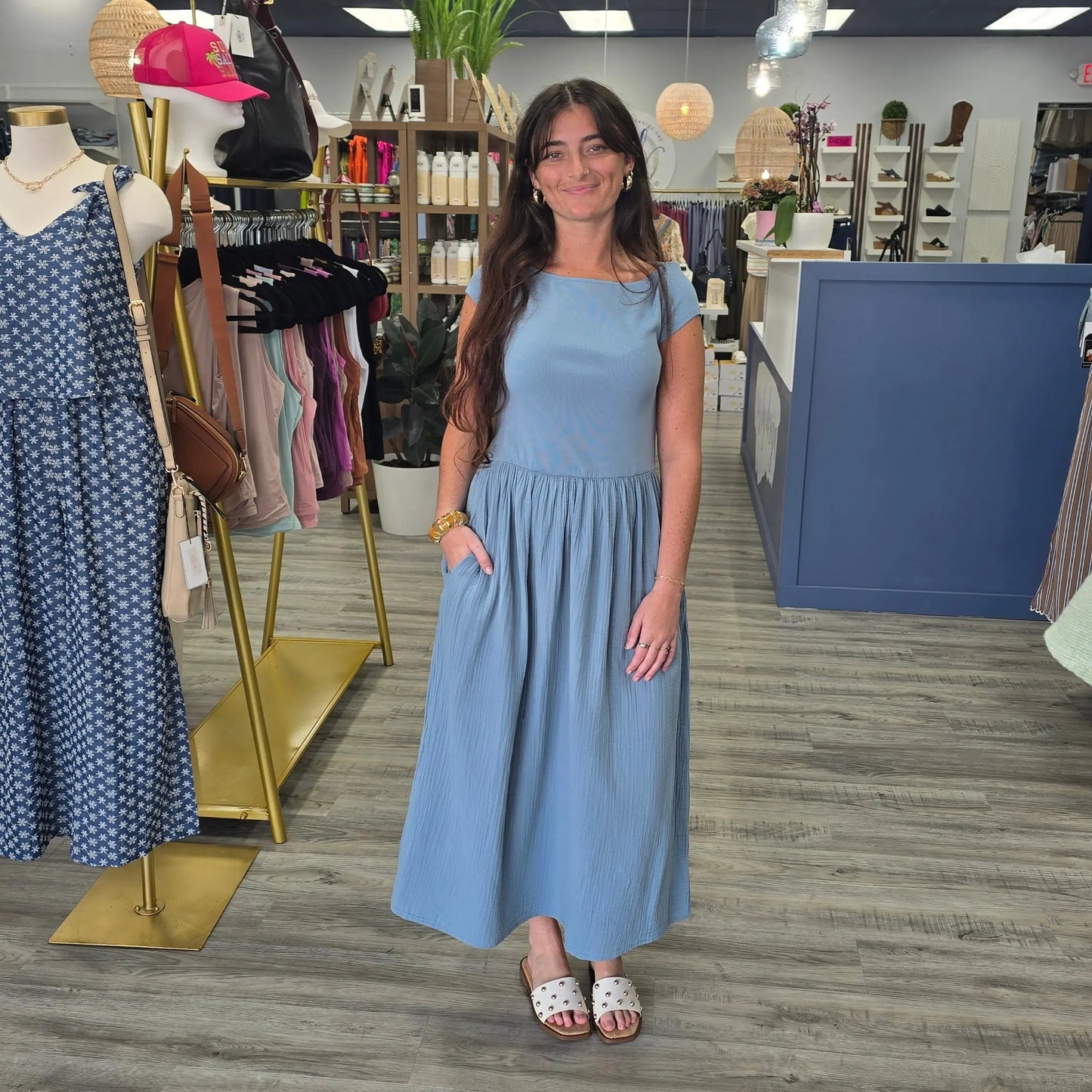 Blue gauze tshirt dress Be Cool