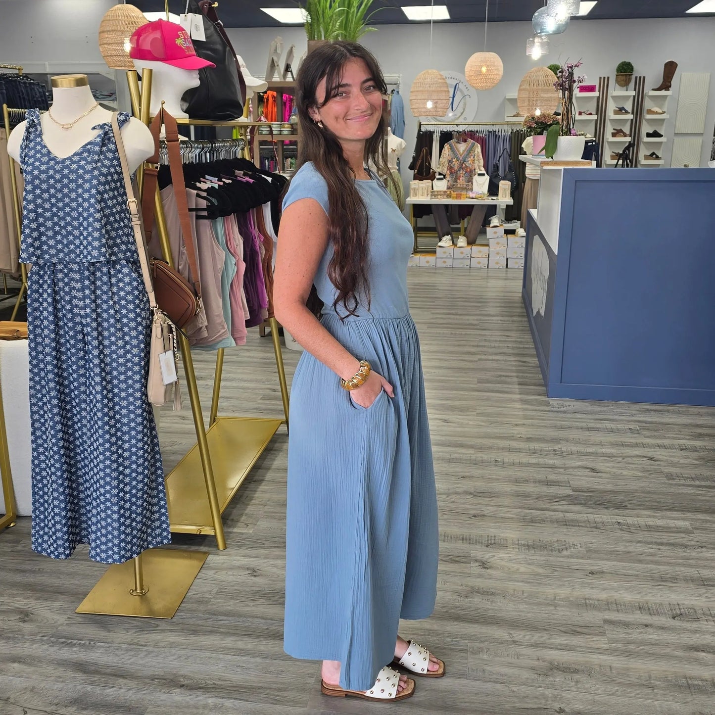 Blue gauze tshirt dress Be Cool