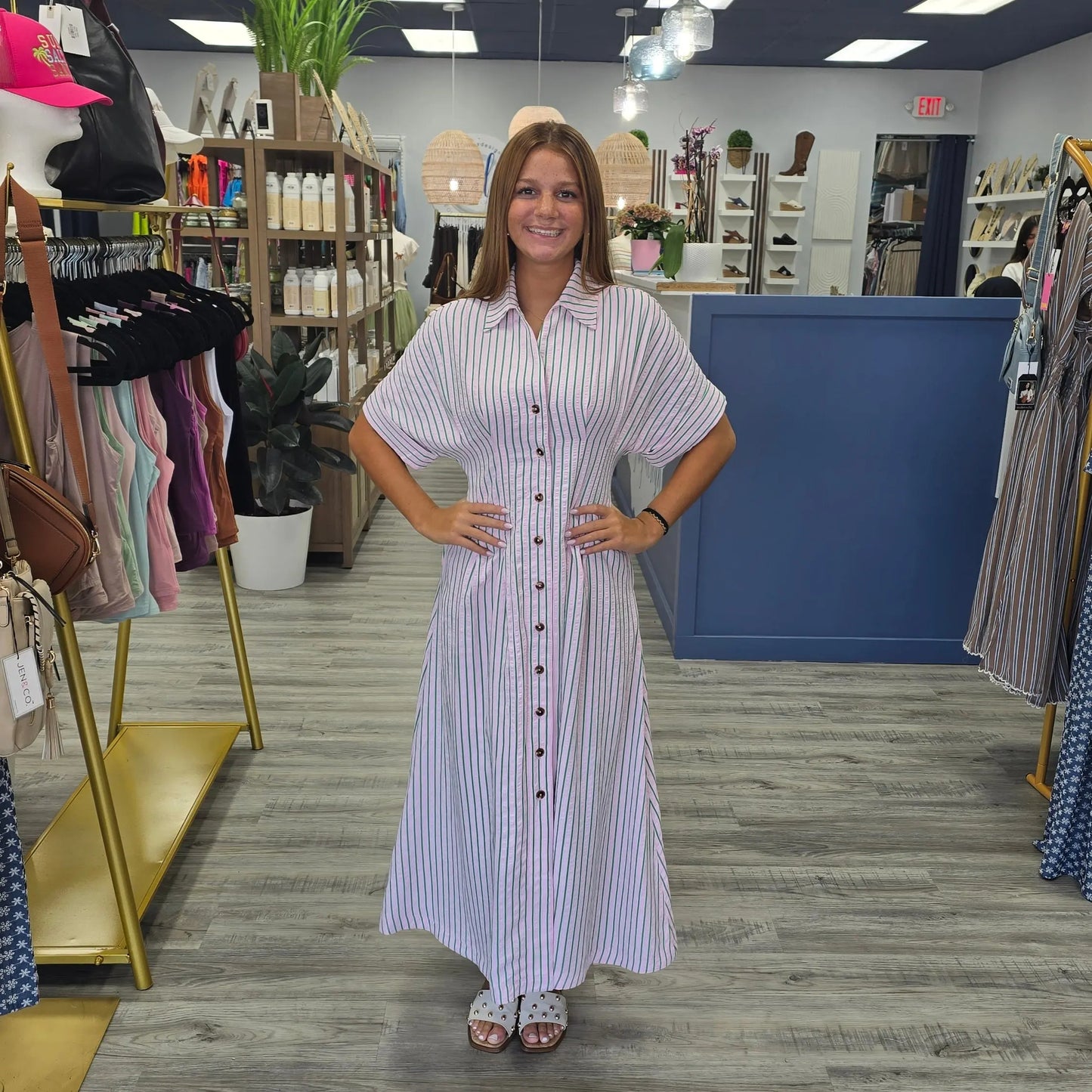 Palm Coast Stripe Midi Dress THML