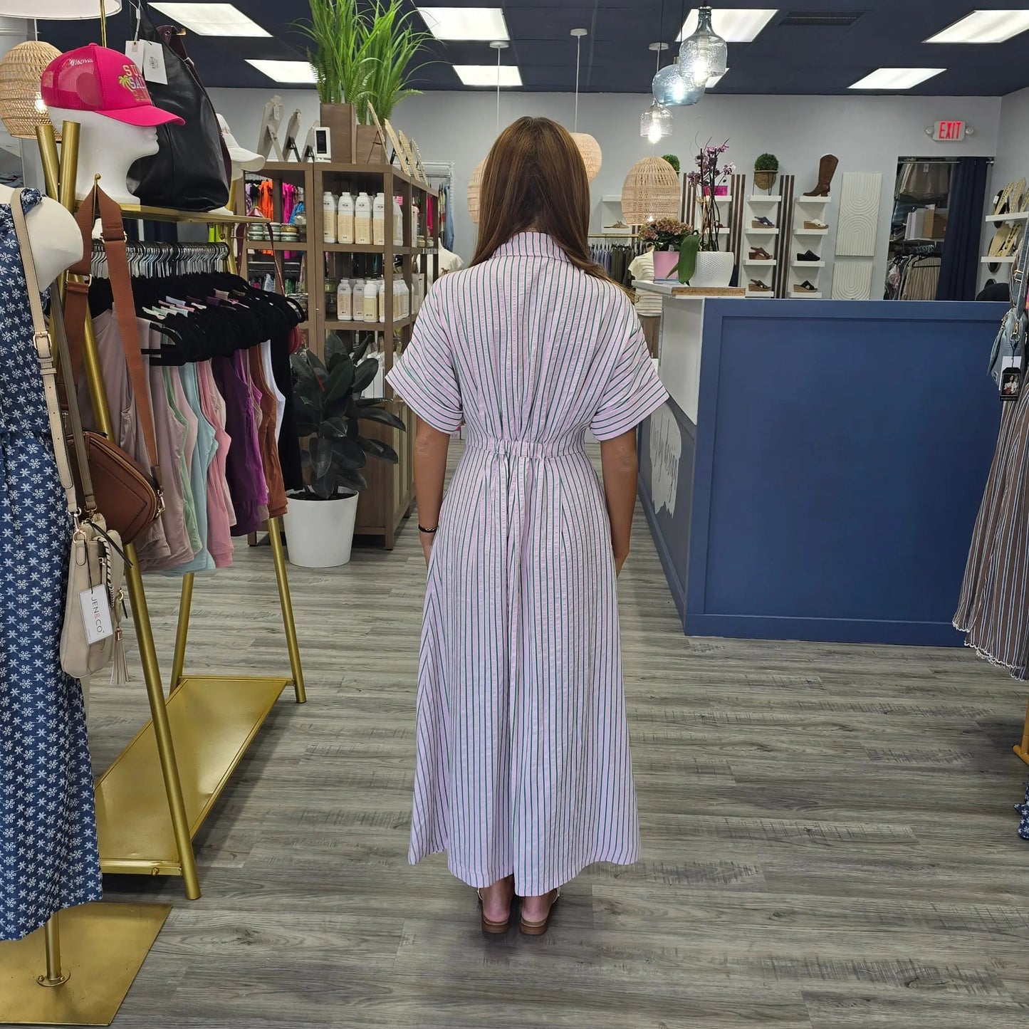Palm Coast Stripe Midi Dress THML